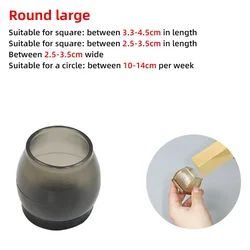 Silicone Chair Leg Caps - Black Transparent Noise - Reducing Furniture Protectors - 4PCS (Round -L)