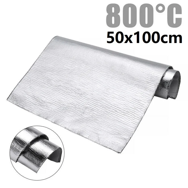 Car Heat Protection Pad Film Heat Shield Insulation Hood Sound Deadener Protective  Motorcycle  Film Mat 50x100cm