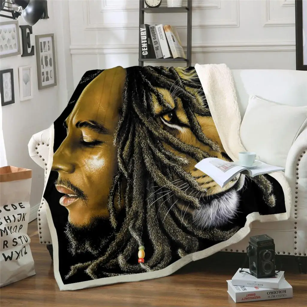 

Reggae Singer Bob Marley Weed Pattern Fitted Bedspread Home Linen Blanket for Adults Kids Sofa Chair Rest Bedding 02