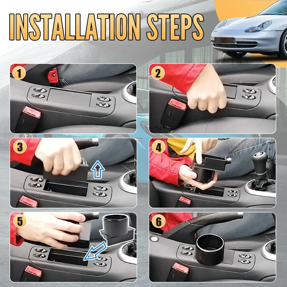 센터 Cconsole 물병 컵 자동차 음료 컵 홀더 Boxster 986 911 996 1997-2004 용 Porsche 용 자동 인테리어 주최자