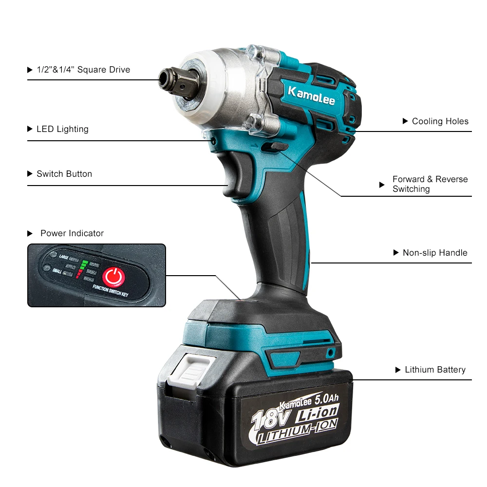 Kamolee Brushless Cordless Electric Impact Wrench