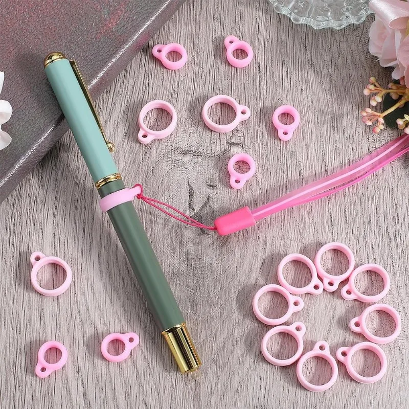 1 Box 60PCS Anti-Lost Silicone Rubber Rings 2 Sizes Pink Holder Silicone Pendant Multipurpose Adjustable Cases 8/13mm Necklace
