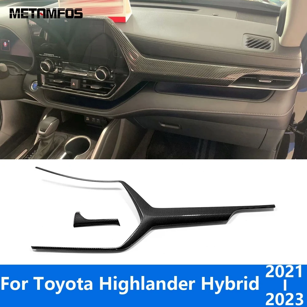 

For Toyota Highlander Hybrid 2021 2022 2023 Carbon Fiber Center Console Dashboard Panel Strip Cover Trim Sticker Car Accessories