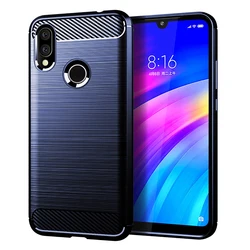 Premium Carbon Fiber Shockproof Phone Case - Soft Silicone Protective Back Cover for Redmi Note 4X (Navy)