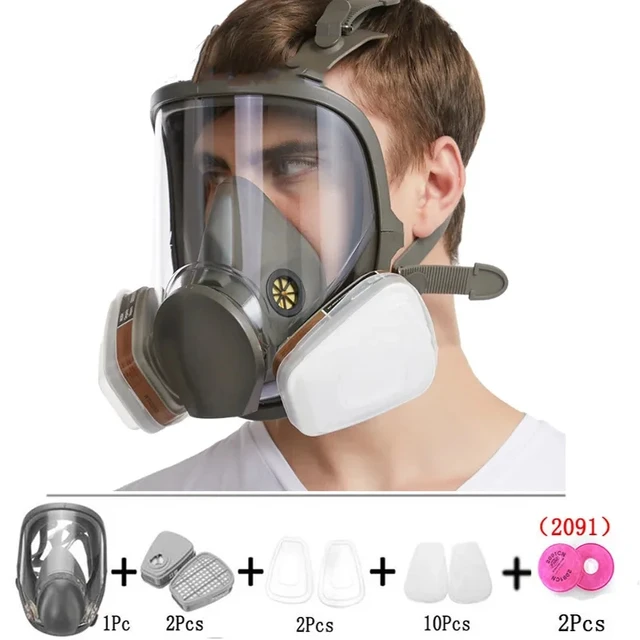 Máscara respiradora reutilizable con filtros, cubierta facial respiratoria  para pintura, contra polvo, productos químicos, formaldehído, pulido