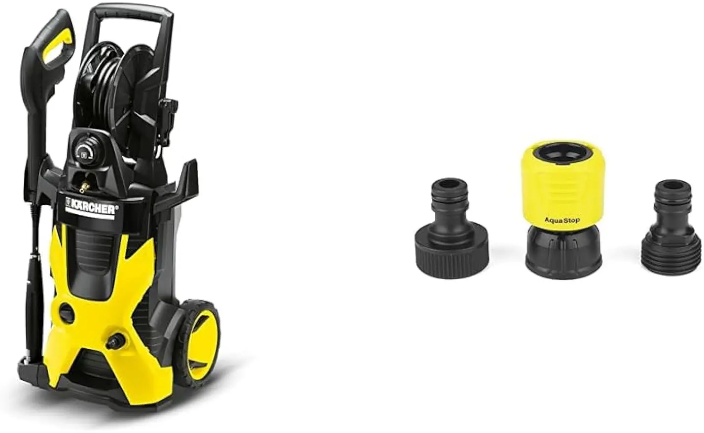 

Kärcher 2000 PSI Electric Pressure Washer, Vario Power & Dirtblaster Wands, Pressurized Hose Reel,1.4 GPM,Yellow/Black & Kärcher