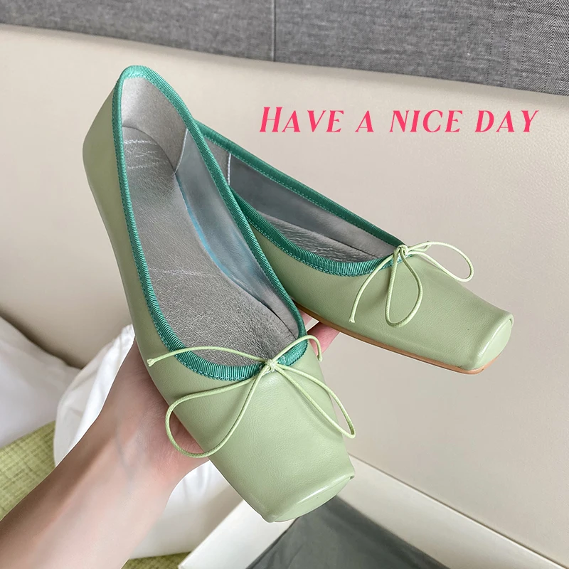 

Ballet Flats Women Slip On Footwear Basic Style Woman Loafer Shoes Square Toe Ladies Shoes Candy Color Sweet Flats For Spring