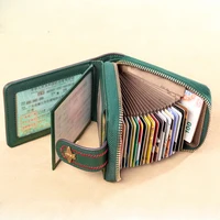 Anti-Theft Brush Short Genuine Leather Wallet High-Grade Driver's License Retro Women's Wallets Ultra-thin Card Holder Slots Bag 1