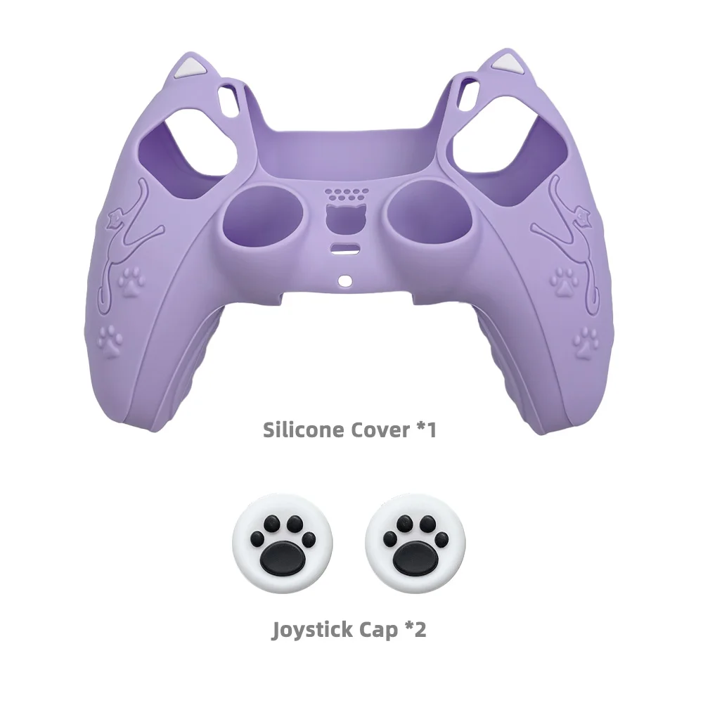Cat Paw Protective Silicone Cover with Thumb Grip Caps