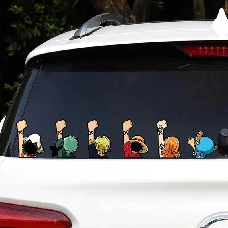 One Piece Anime Car Stickers Cartoon Luffy Joe Bassolo Back Car Rear Window Scratch Stickers Reflective Waterproof Stickers 3
