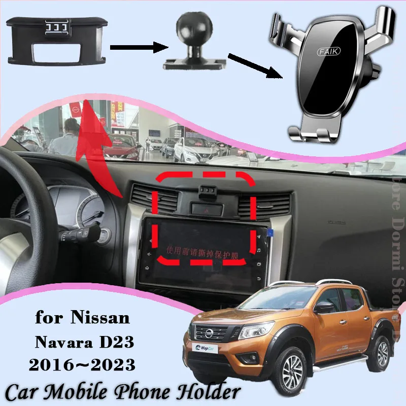 Car Mobile Phone Holder for Nissan Navara Tekna NP300 Frontier D23 2016~2023 Air Vent Clip Tray Stand Support Mount Accessories car floor mats for nissan navara frontier np300 2015 2016 2017 2018 2019 custom auto foot pads automobile carpet cover sunz