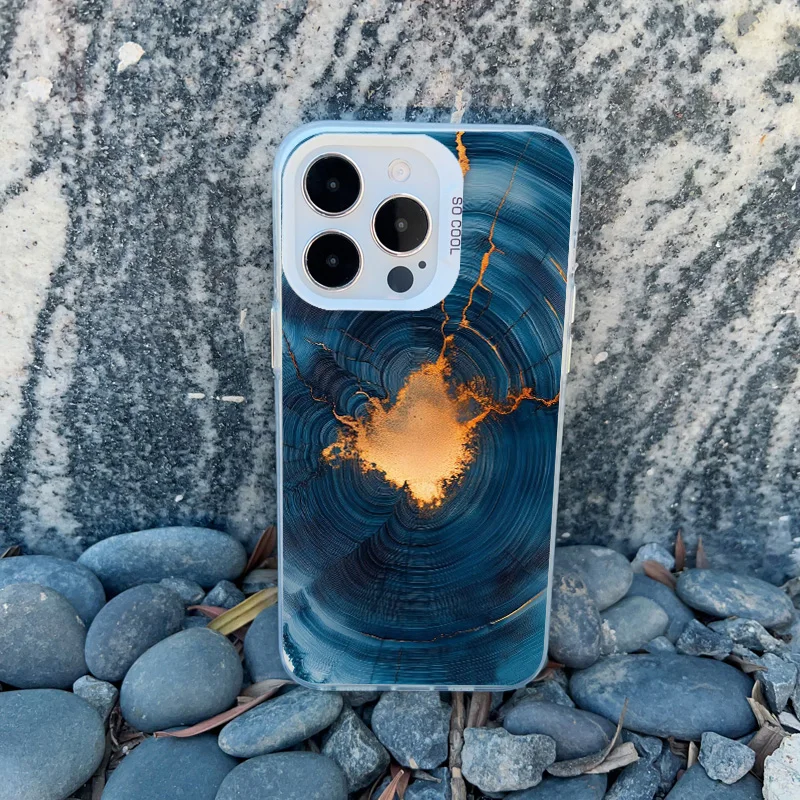 Luxury Wood Pattern Laser Back Cover with Tree Ring Texture