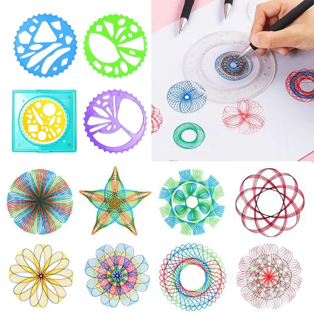 

5/12/22PCS Interlocking Gears Wheels Spirograph Special Shaped Plastic Geometric Ruler Arts Craft Drawing Kit Students