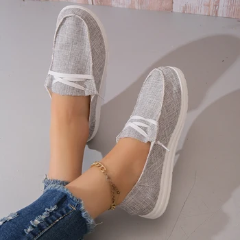 Women's casual sports shoes, lightweight and non slip flat shoes, lace up outdoor denim shoes 1