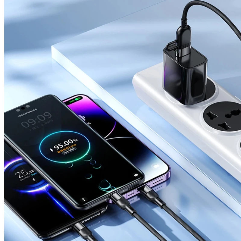 240w 초고속 충전 2-to-3 충전 케이블 3-in-1 고속 충전 1-to-3 데이터 케이블 휴대폰 3 헤드 다기능 업그레이드