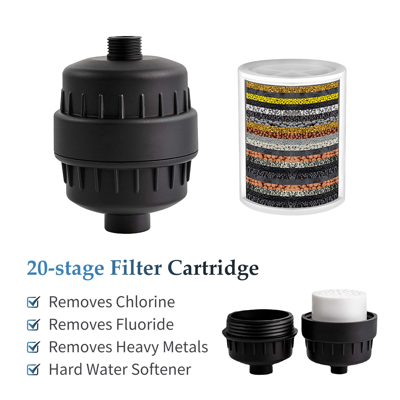 4er-Set Duschfilter Cartridge - 20-Stufen Filter Gegen Kalk & Chlor Für Duschköpfe