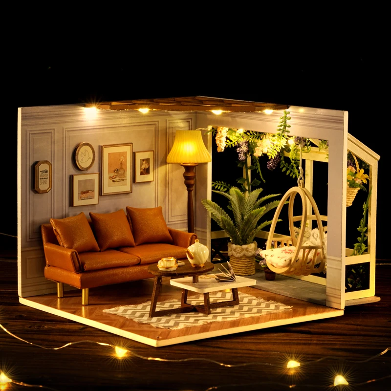 Tanie Diy do lalek meble domowe pokrywa na światła domek dla lalek scena