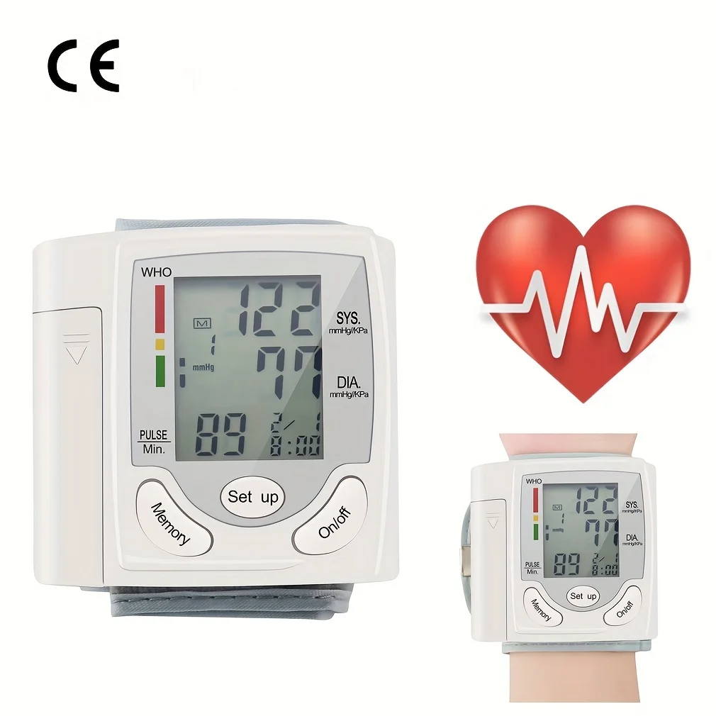 Wrist Electronic Blood Pressure Monitor BP Sphygmomanometer LCD Meter Tonometer Measuring Arterial