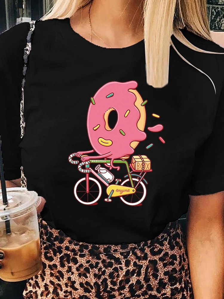 Camiseta de manga corta con estampado de Donut para mujer, ropa de moda de los años 90, camisetas mujer, estampadas para mujer| | - AliExpress