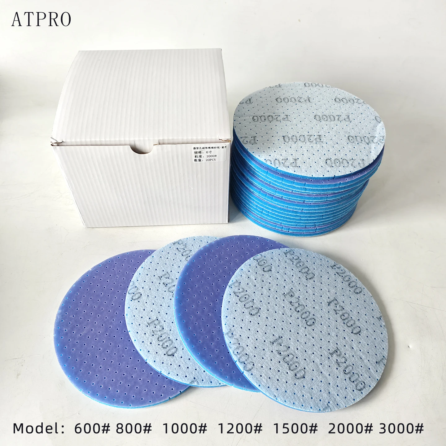 ATPRO ? ? 6인치 다공성 유연 스펀지 원형 사포: 자동차용 빠르고 흠집 없는 미세 연마 (20개입)