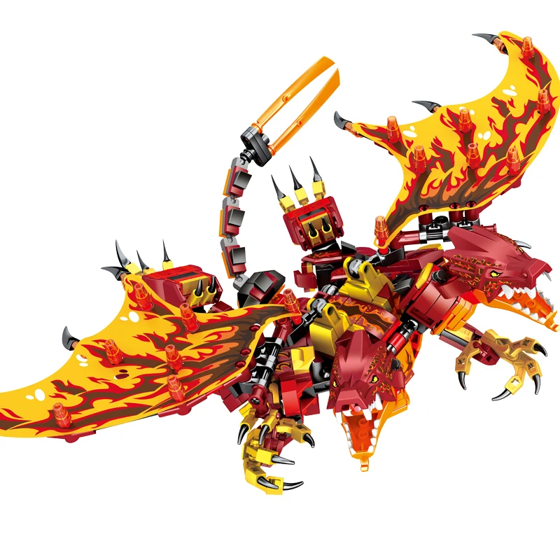 

Ninja KAI Fire Element Double-Headed Dragon Building Block Kit Classic Cartoon Model Bricks Sets Children's Toy Boy Gifts