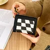 Small Short Wallet Korean Grid PU Leather Women Fold Zipper Coin Purses Card Holder Credit ID Card Clip Coin Handbag Pocket 4