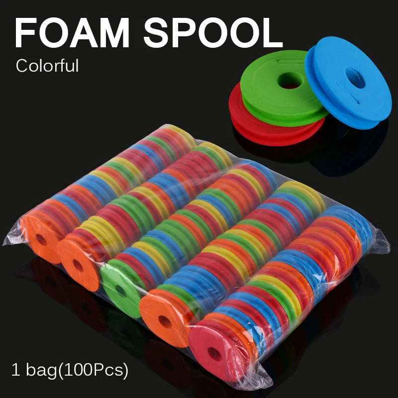 

100pcs Foam Spools Fishing Winding Board Fishing Hook Line Tackle Accessories Foam Spool Trace Wire Swivel Tackle Fish Box Tools