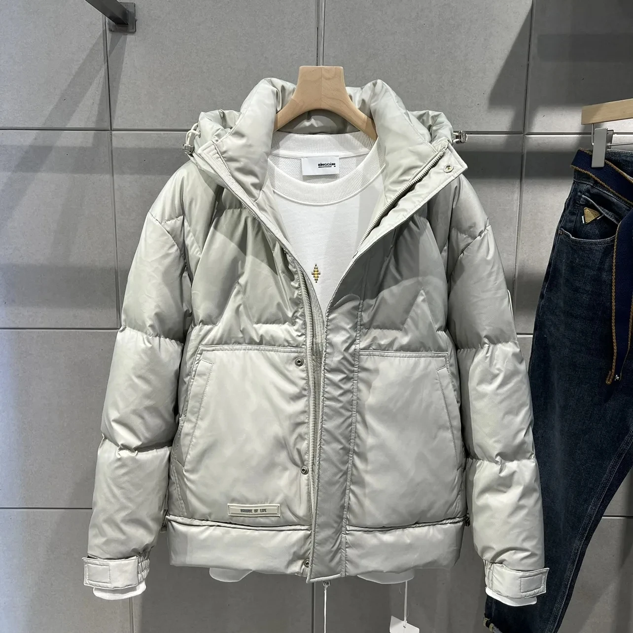

2022 Men Solid Parkas Winter Casual Padded Jacket Hooded Down Thick Coats Jakets Waterproof Bread Big Pocket Mini Trendy