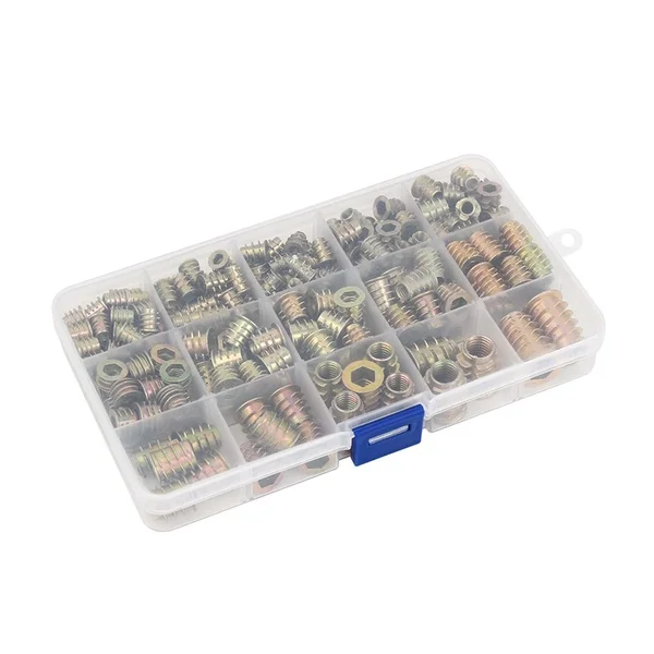 Assorted Nut Bolt Flanged Hex Drive Head Furniture Nuts M4 M6 M8 M10 Zinc Alloyl Thread for Wood Zinc Alloy Insert Sets 230PCS screw bolt nut set hex nuts assortment kit