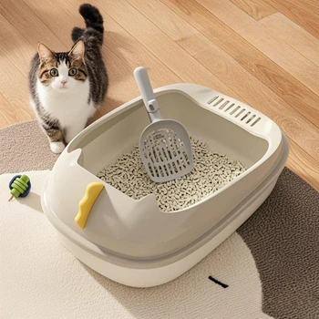 Cat Litter Box Cat Toilet Semi Closed Large Capacity Kitty Sandbox Cats Bathroom Cleaning Basin Splashproof Cats Tray Pet Supply 1