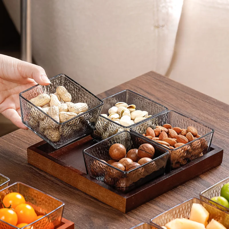 Plastic Snack Serving Tray with Airtight Lid and Removable Dividers  Portable Party Food Container Appetizer Fruit Candy Platters - AliExpress