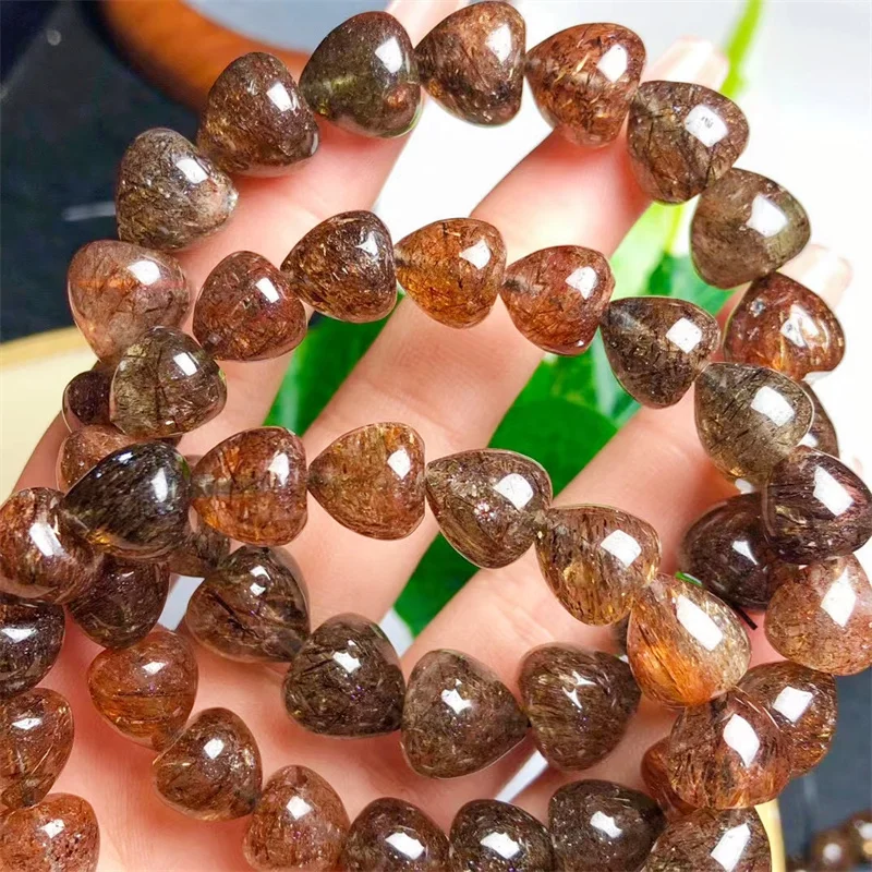 

Natural Black And Gold Strawberr Quartz Bracelet Clear Abacus Beads Women Men Flash Bangle 8/10/12MM