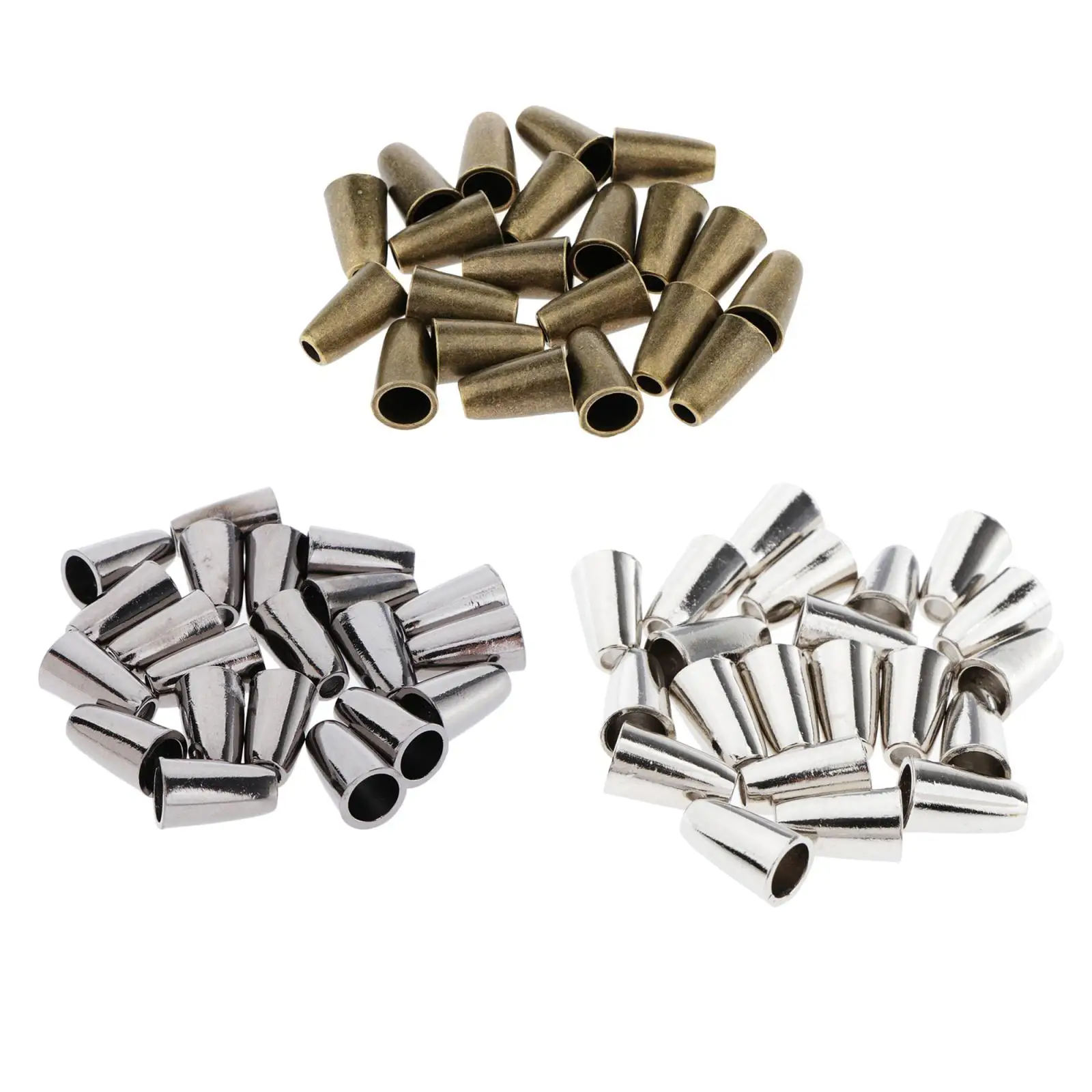 

20 Pack Metal Bell Cord End Stopper for Paracordaa Sportwear - Gray/Bronze
