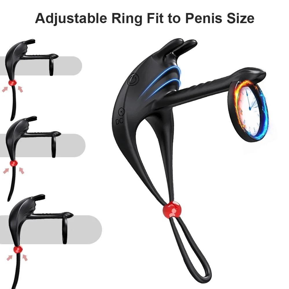 Vibrating Penis Ring Adjustable Remote Control for Men Ejaculation Delay Clit Stimulator Adult Goods Sex Toy