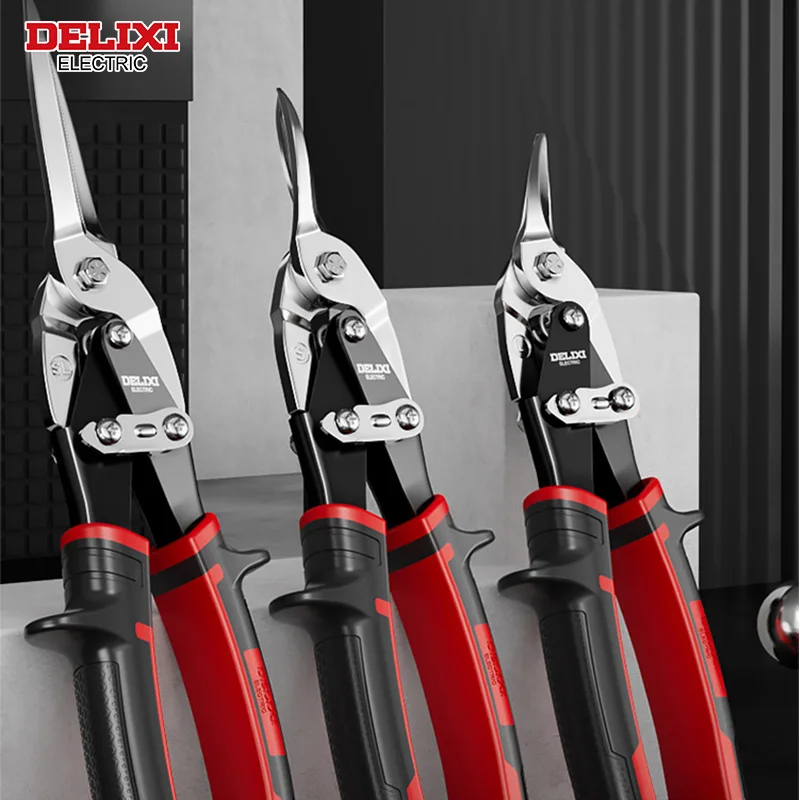 DELIXI ELECTRIC Aviation metal cutting shears Professional Industrial Shear for Metal Sheet & PVC Pipe Cutting with Graduated Ruler CRV Steel