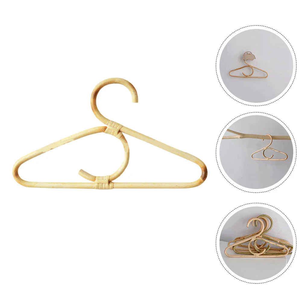 

Children Hanger Clothes Baby Drying Rack Wooden Coat Rattan Double Hooks Toddler