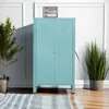 2 Magnetic Doors Steel Wardrobe Kids Closet Storage Accent Cabinet with Hanging Rod and 2 Laminate,Metal Children Tall Storage 1