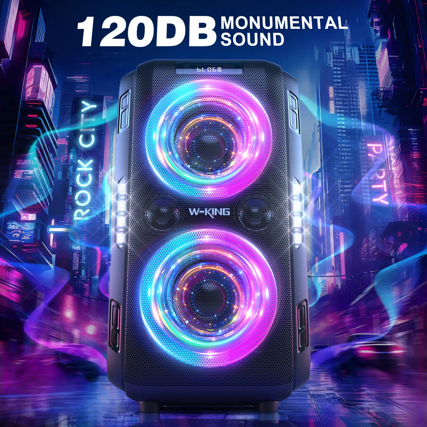 Bluetooth Speaker W-KING 250W PEAK Large 120dB 12 Custom Bass V5.3 Big Party Boombox Portable Wireless