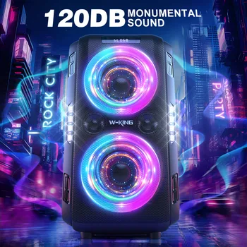 W-KING 250W PEAK Large Bluetooth Speaker Loudest/Massive 120dB/12 Custom Bass, V5.3 Big Party Boombox Portable Speaker Wireless 6