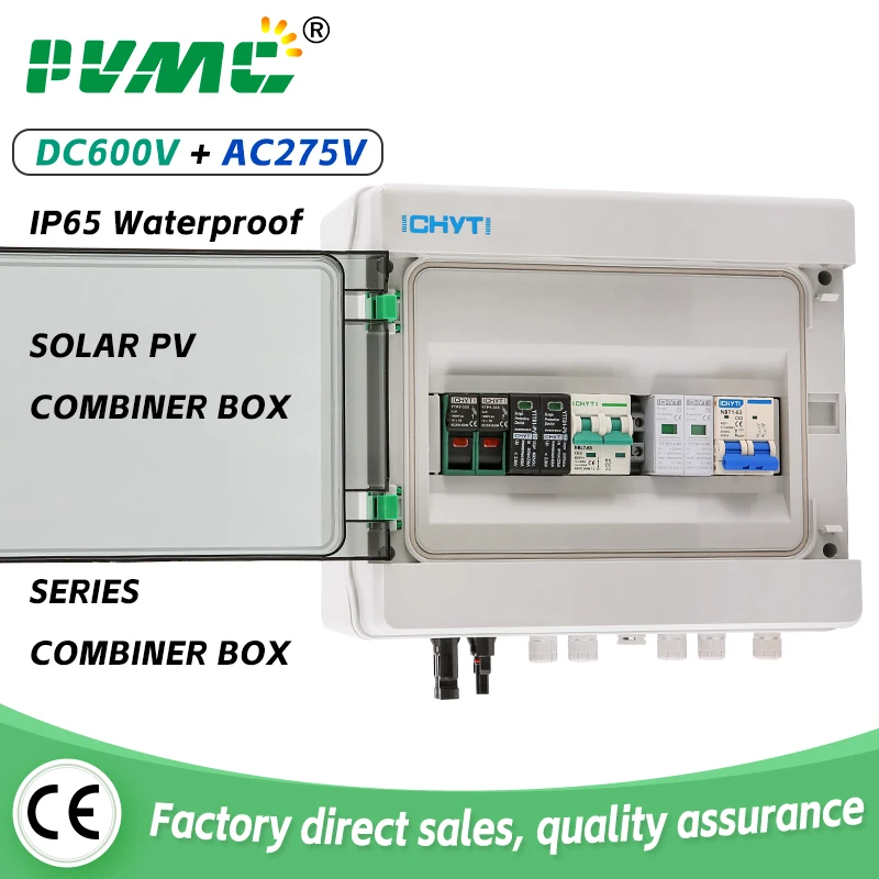 

Solar Photovoltaic PV Combiner Box 1 input 1 out DC to AC 600V IP65 Fuse MCB SPD Lightning Protection Outdoor Waterproof Boxes
