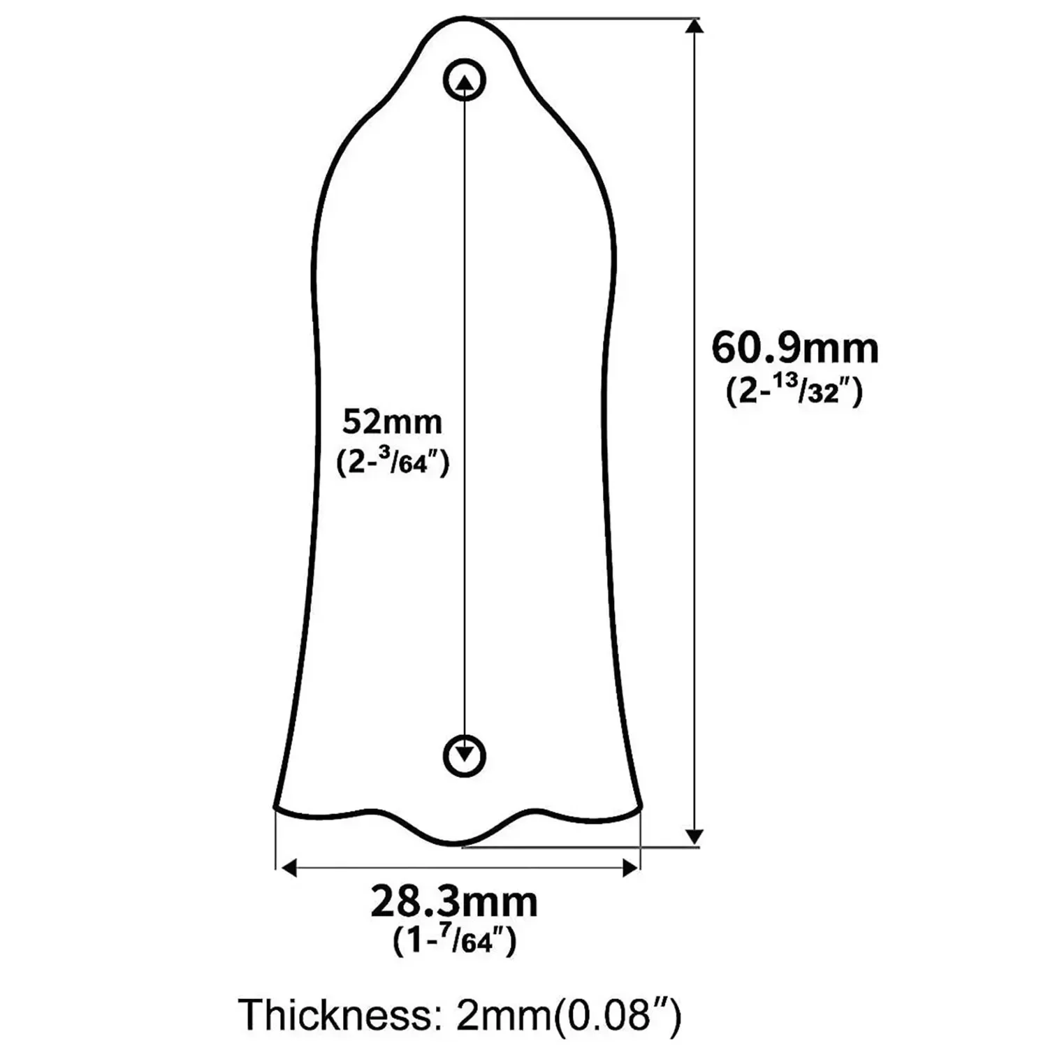 Bell Shape Black Custom Truss Rod Cover Plate with Dual Holes