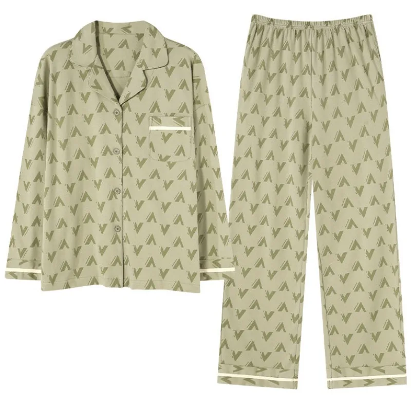 2024 New Women's Loose Loungewear Set Ladies Fashion Spring Autumn Pajamas Suit Pure Cotton Long Sleeves Pants Casual Sleepwear