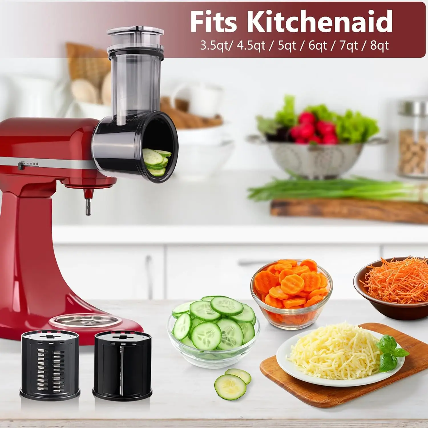 Slicer Shredder Attachments for KitchenAid 3.5qt to 8qt Stand Mixer Cheese Grater Attachment for KitchenAid, Slicer Accessories kitchenaid 4 5qt 5qt 6qt 7qt stand mixer metal food grinder attachment slicer and shredder meat sausage stuffer tubes chef parts