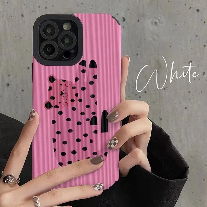thumbnail image 1 of Pink Leopard Cute Heart Love Pattern Case For iPhone 15 14 12 11 13 Pro Max X XR XS Max 7 8 Plus SE Shockproof Bumper Back Cover, 1 of 5