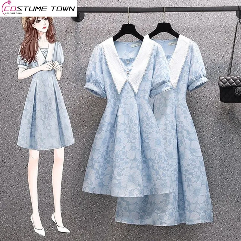 

2023 Summer New Korean Version with Belly Covering and Thin Fat Sister Fried Street Super Fairy Doll Neck Dress