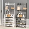 Multi-Tier Shoe Rack Organizer Floor Standing Cabinet Storage For Sneakers Hat Coats Dormitory Home Multifunctional Space Saving 2