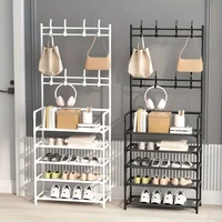 Multi-Tier Shoe Rack Organizer Floor Standing Cabinet Storage For Sneakers Hat Coats Dormitory Home Multifunctional Space Saving 2