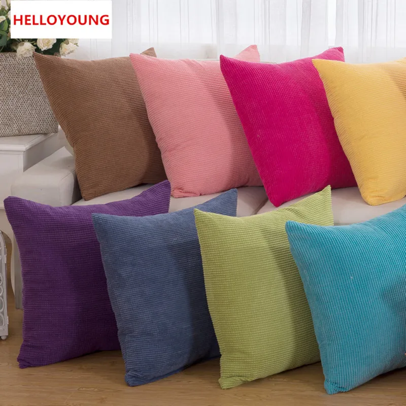 

BZ013 Luxury Cushion Cover Pillow Case Home Textiles supplies Lumbar Pillow Pure color Corduroy chair seat