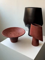 Nordic Light Luxury Style Ceramic Vase Creative Home Art Decoration Geometric Shape Solid Morandi Color Living Room Desktop Vase 2