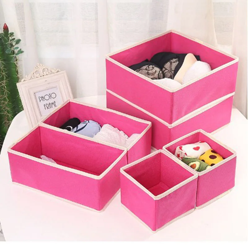 

6PCS Foldable Underwear Organizer Home Cabinet Divider Storage Box Closet Organizer Drawer Socks Shorts Bra Storage Boxs